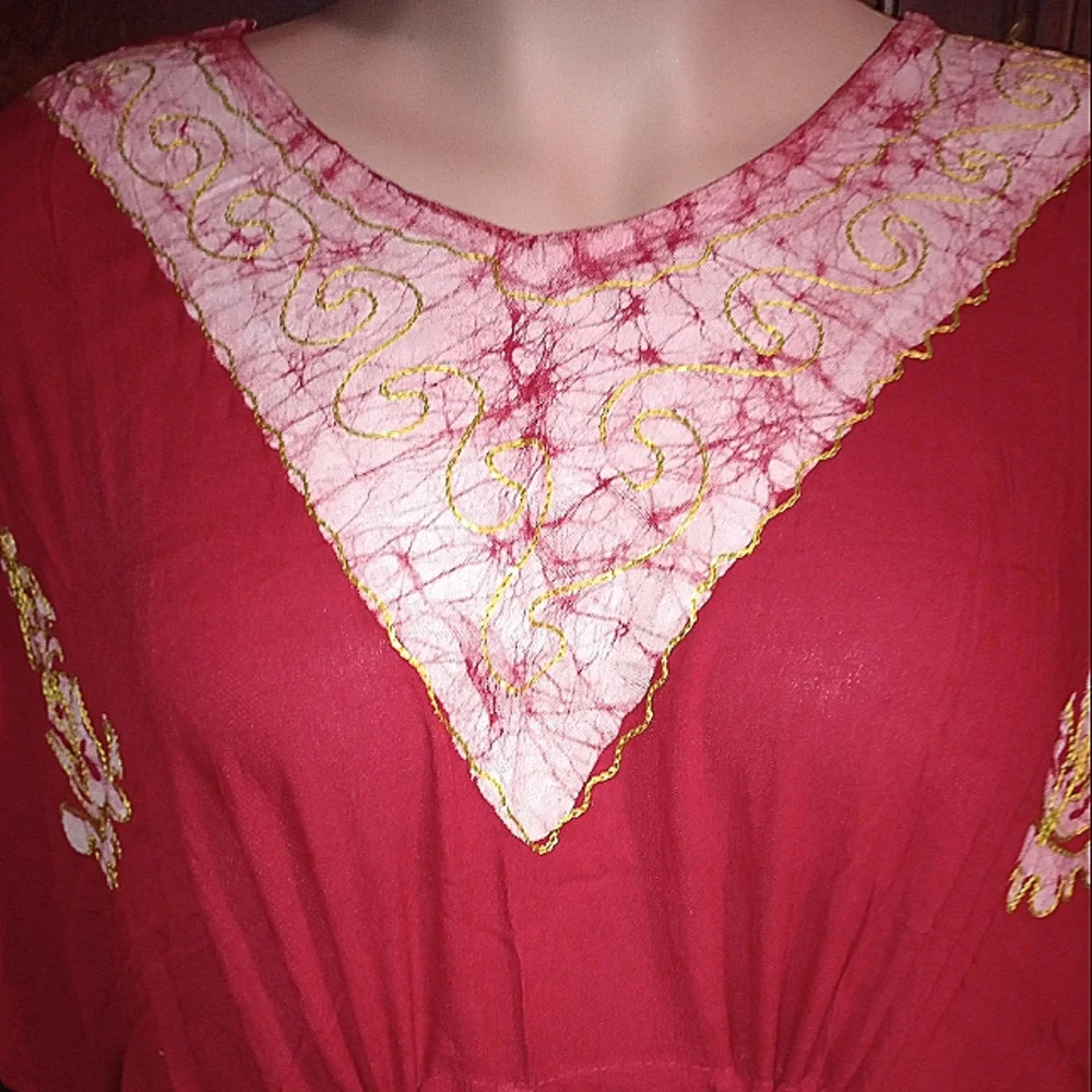 Elegant Red Embroidered Kaftan